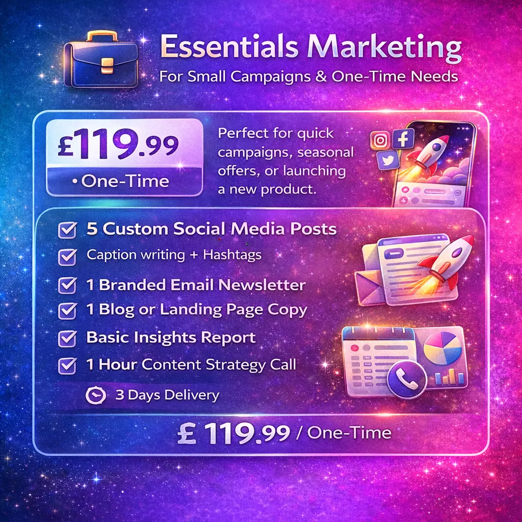 Image of Essentials Marketing (For Small Campaigns & One-Time Needs)