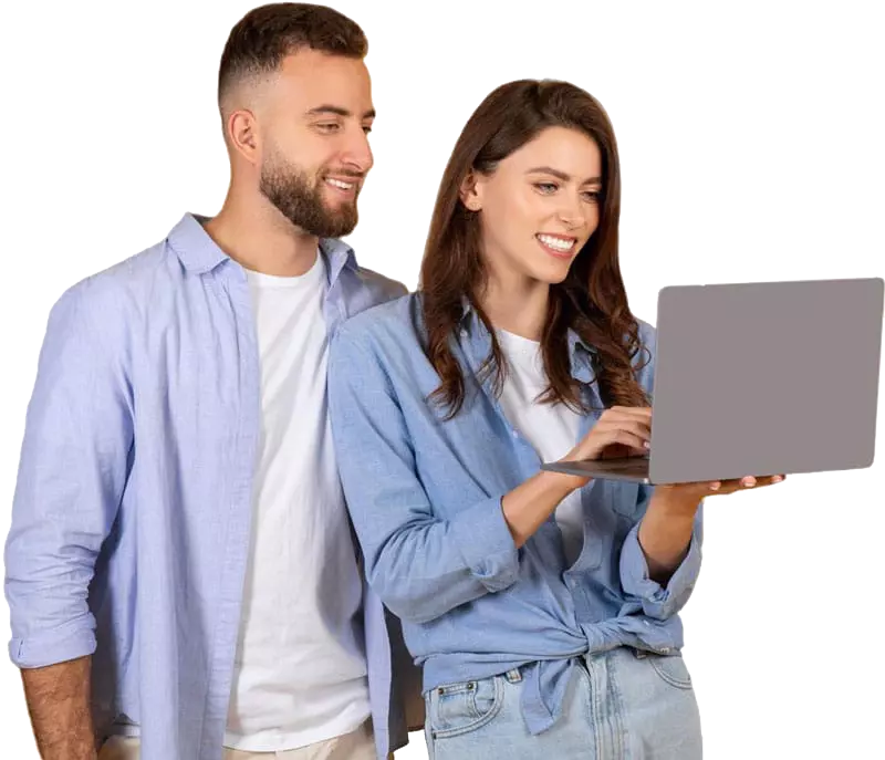 two People with a laptop